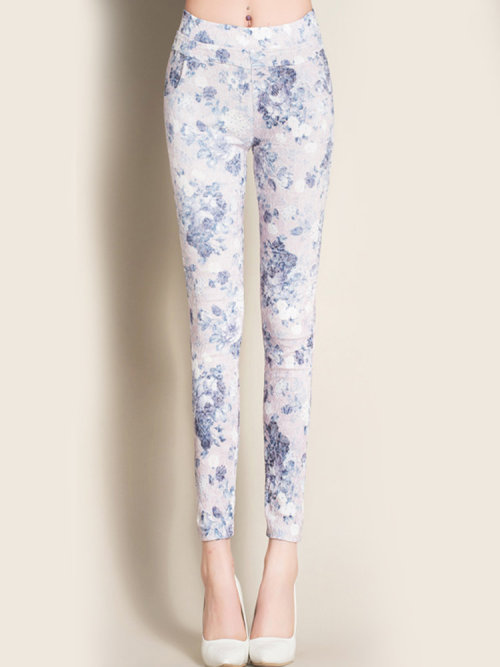 lovelyanifashion:Women Casual Floral Print Slim Elastic PantsFlash Deal up to 60% off!   Discount co