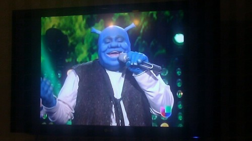 suazu:  i saw a blue shrek singing on tv 