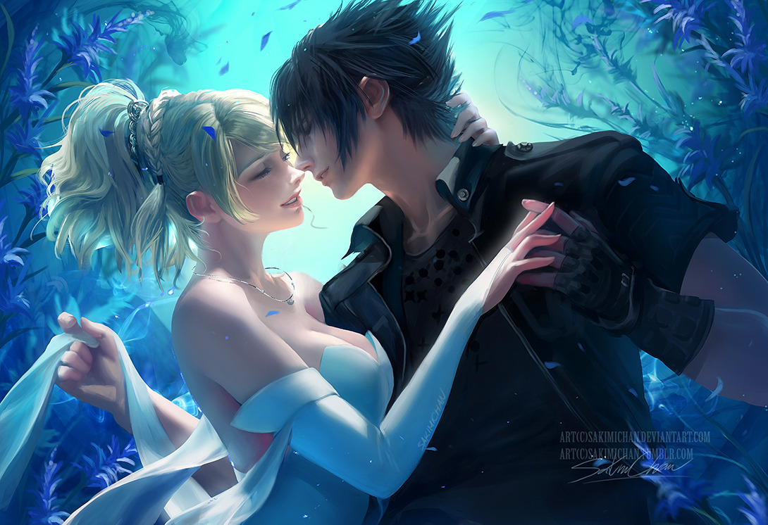 sakimichan:   Happy Valentine!!Inspired by that one scene in FFXV, I painted Noctis