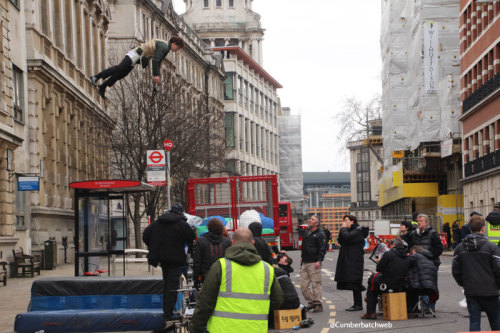 cumberbatchweb: Some behind the scenes photos from the filming of Sherlock The Empty Hearse. If re-p