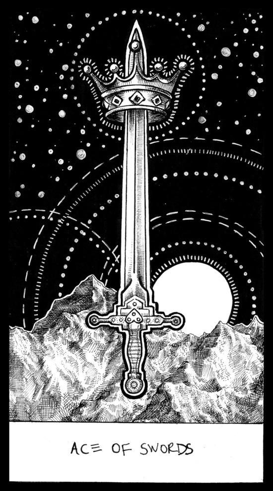 bestof-society6:  ART PRINTS BY CORINNE ELYSE    Moon Tarot    Ace of Swords    Justice