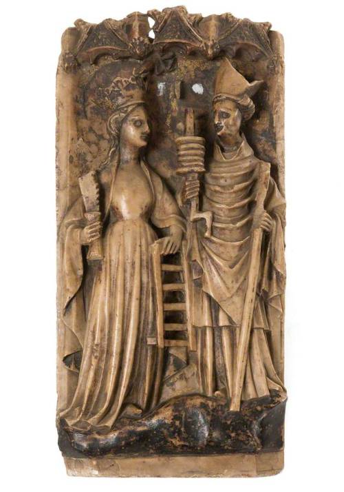 Unknown ArtistSt. Faith (Saint Foy) and St. Erasmus Alabaster & traces of polychrome, 50.5 x 24.