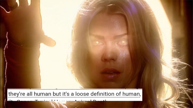 a picture of bad wolf rose. it is captioned: they're all human but it's a loose definition of human