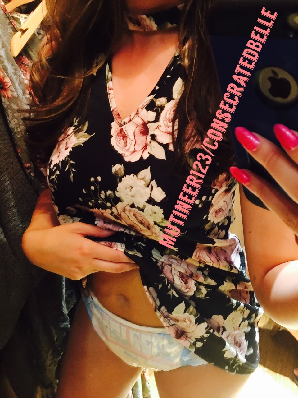 mutineer123:  Baby girl was soooo hot in her carousel diapers at the mall trying