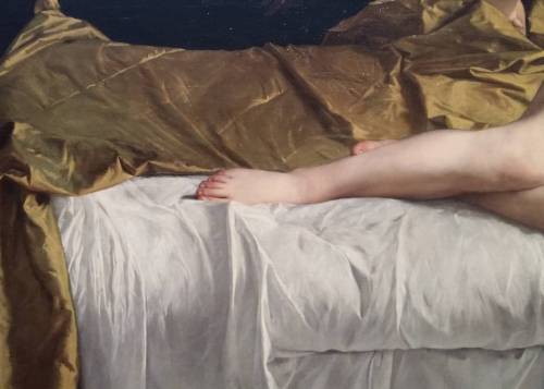 caravaggista: Orazio Gentileschi, Danaë (c. 1621), detail, @gettymuseum (at Getty Museum)