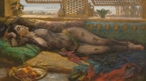 artbeautypaintings:Reclining beauty - Frederick Arthur Bridgman