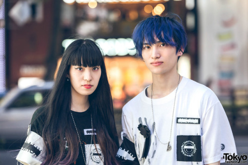 Saho and Ryota&rsquo;s couple streetwear looks in Harajuku with handmade patched shirts, DVMVGE, Tok