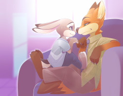 fudge-the-otter:zootopia judy hopps and nick