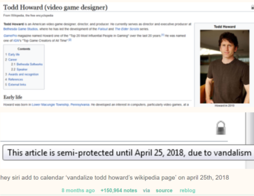 uesp:Did You Know: Todd Howard’s Wikipedia page was permanently protected today?