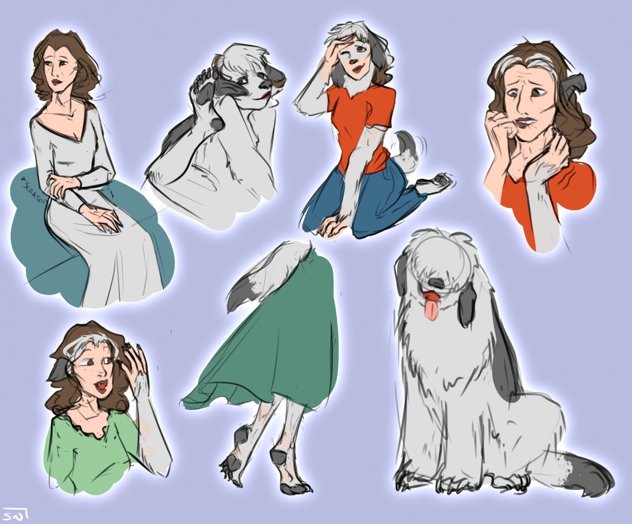 girls2animals:  “Shaggy Mother Sketches” (dog TF) by ScissorsRunner on Furaffinity