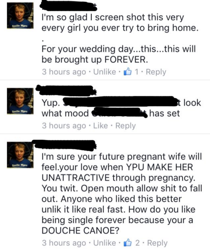 justcallmehendo:  big-sugar:  onlyblackgirl:  micdotcom:  And mom of the year goes to …  Yaaaaas. Drag him mama.  😂😂 yah own mom cussing you out  Douche canoe…..bruh yo mom called you A FUCKING DOUCHE CANOE…delete everything fam NOW 