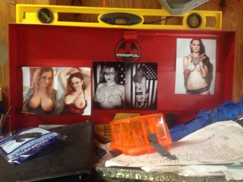This is how amazing my wife is !She lets me out any photos of her in my tool box lid.