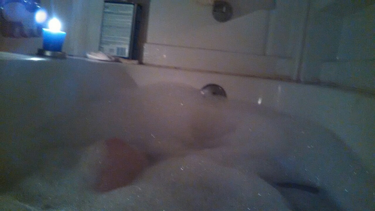 cacaphonyofscreamz:EB: candle-lit bath time!! EB: -I-have a bubble cape, your move