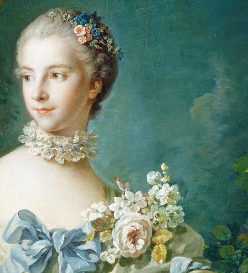 duchessofpowderedwigs: Details from ‘Madame Bergeret’ by Francois Boucher, probably 1766