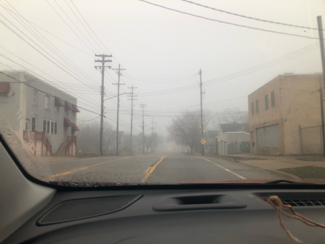 writhe:foggy morning out my bathroom window, foggy morning on my street, foggy drive though the neighborhood / evening rain at the trailhead / boardwalk 