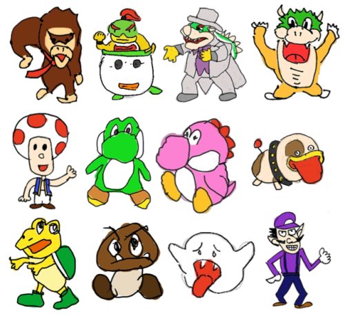 suppermariobroth:All Mario-related drawings from the “Wario’s amiibo Sketch” feature in WarioWare Go