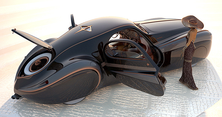 carsthatnevermadeitetc: Duesenberg Coupé Simone Midnight Ghost, 1939. Supposed to