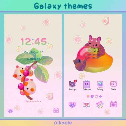 Fruit and bat Galaxy themes / Line themes /iOS icon/wallpaper pack 