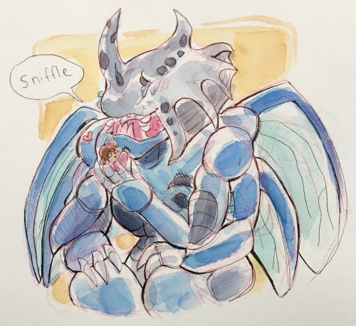 soothedcerberus:When a cute little rookie digivolves into a big scary champion and surprises their t