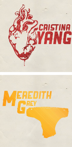 charliecox:  Grey’s Anatomy Characters Minimalist Posters [click in the pictures]
