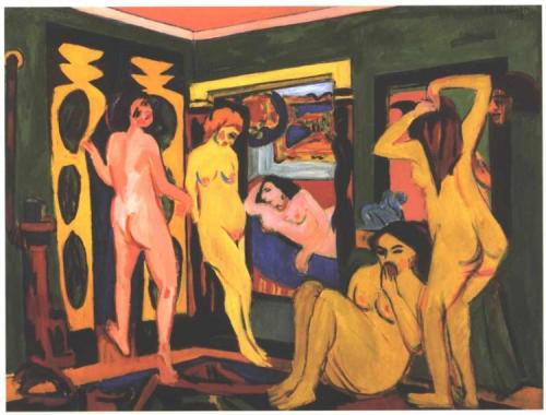 Bathing Women in a Room Ernst Ludwig Kirchner  1908