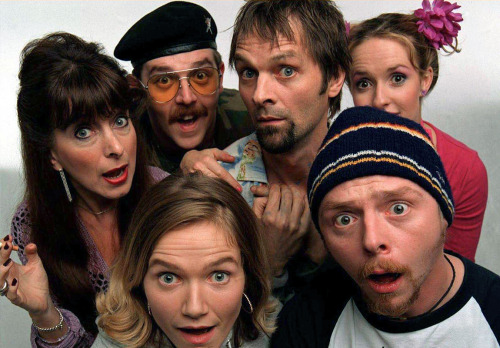 Marsha, Daisy, Mike, Brian, Tim, Twist / Spaced (Channel 4, 1999) Julia Deakin, Jessica Stevenson, N