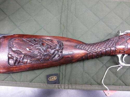 Engraved M44 Mosin Nagant bolt action carbine. From a user on gunboards.com forums.