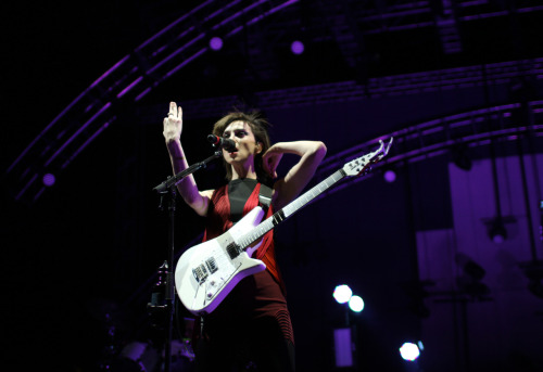 vansmusic:  Coachella: St. VincentNight three of Coachella, the final one, had arrived and St. Vincent took the stage in a militant marching fashion. The lights came up and Annie Clark began to slay through tracks on guitar. We found ourselves watching