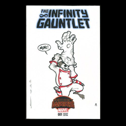 sketch on blank variant cover of The Infinity Gauntlet #1 by Marvel Comics