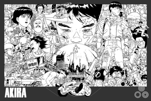 The process for Tyler Stout’s poster for Akira. This was a promo for Mondo’s screening o