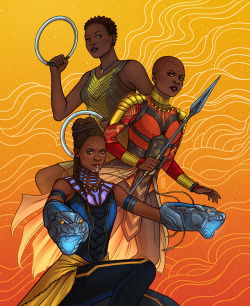 jenbartel: Wakanda Forever ✊ Women of Wakanda print debuting at ECCC next month, available at http://jenbartel.shop soon after. 