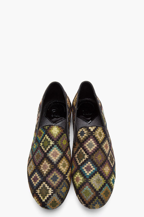 fuckyeahloafers:H BY HUDSON BLACK MULTICOLOR SAFI FABRIC LOAFERS
