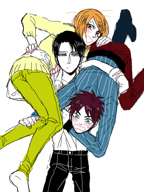 blobbybubbletea:junjouchara:BY: 今井Levi the father, Petra the mother and Eren as their son…Perfect. ✨