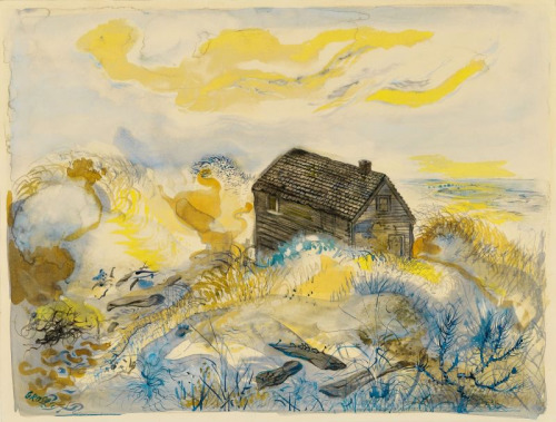 amare-habeo:George Grosz (German, 1893 - 1959) The Abandoned House, Cape Cod (Dünenlandschaft), N/Dw