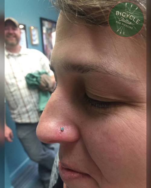 A fun last minute walk-in, right after close. Our piercing apprentice Noah Hutt got to do one of his