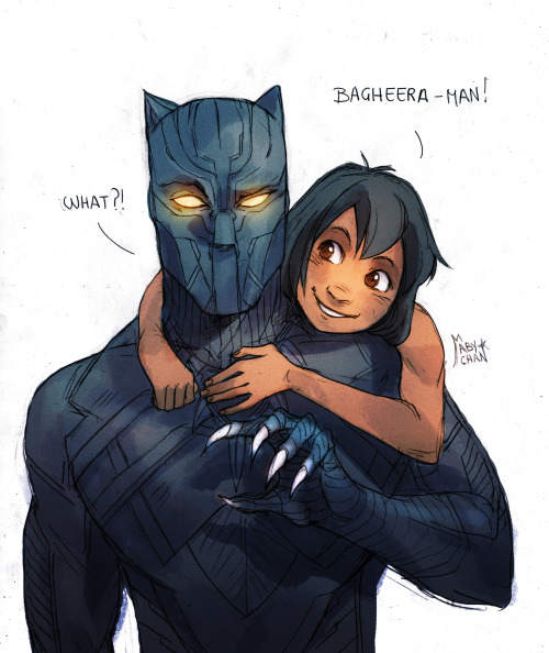 mabychan:Bagheer-ahem…Black Panther and Mowgli <3 :3 