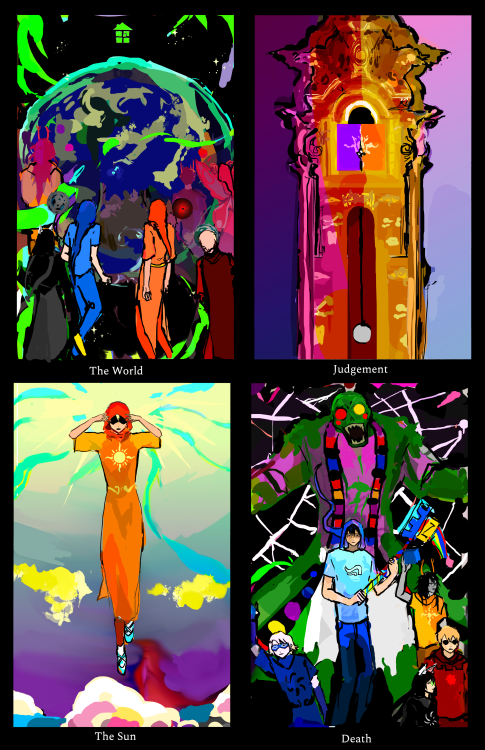im making a tarot deck, and these are some of the ones ive created! here’s to the homestuck ar