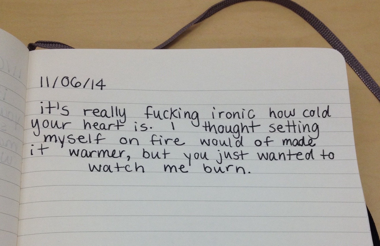 dumbdaisies:  &ldquo;It’s really fucking ironic how cold your heart is,  I