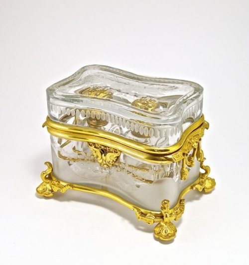 c1850 Palais Royal, Baccarat, engraved clear/frost crystal, gilt bronze mounts and interior framewor