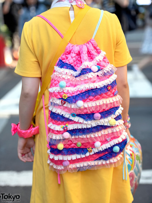 tokyo-fashion:  Mother-daughter duo Miwa and Miori wearing kawaii colorful Harajuku street styles with a handmade backpack (made for Miori by her mom) plus items by 6%DOKIDOKI, Yosuke, Kinji, and Kate Spade. Today (June 6th) is Miori’s 17th birthday