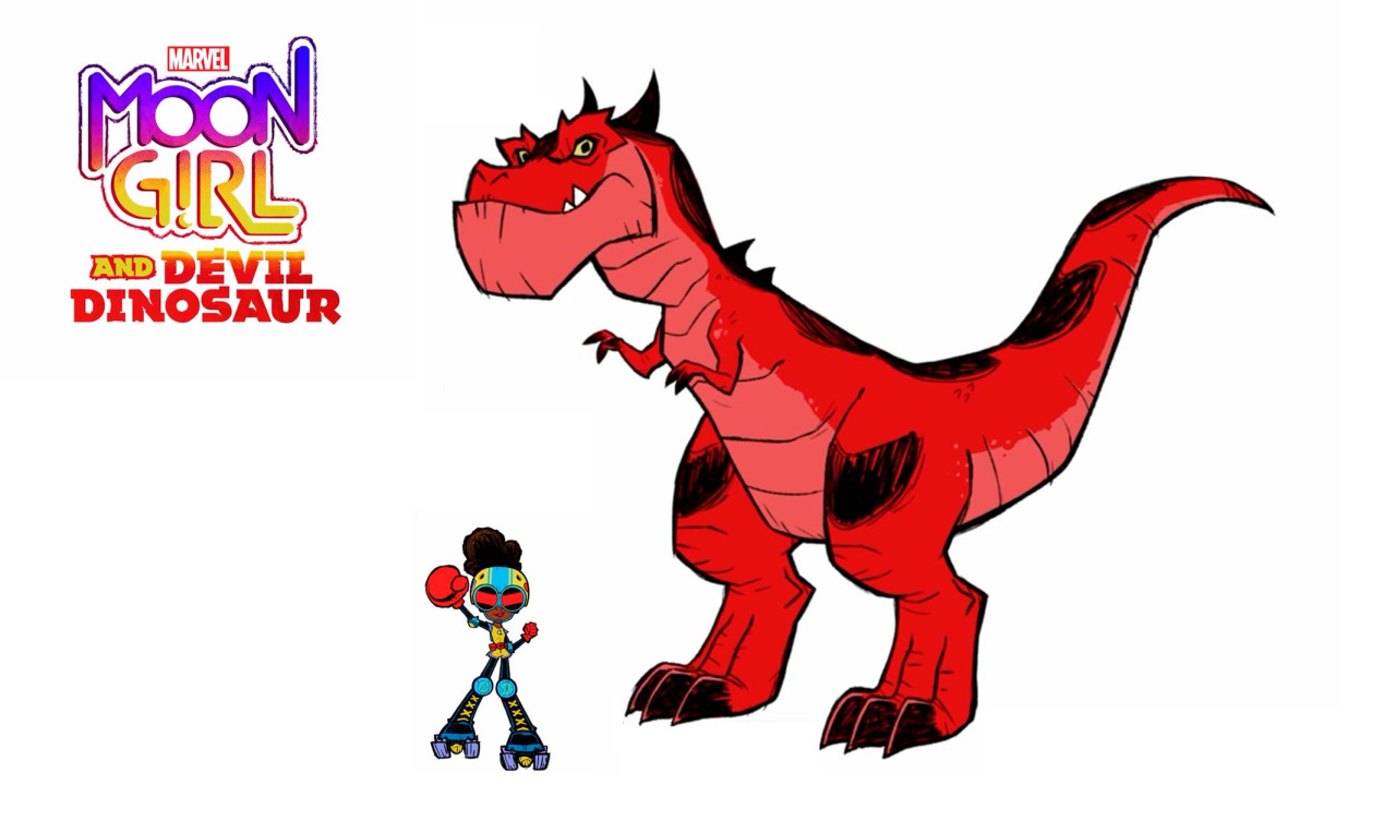 Hasbro Japan Unveils Moon Girl And Devil Dinosaur Updated DesingsHasbro Japan seemed to drop this new character promotional key art of  Moon Girl And Devil Dinosaur featuring redesings to Devil Dinosaur and Moon Girl! The interesting Moon Girl magic comes on February 2022 on Disney Channel & Disney+   🌙  🦖  ✨ #Moon Girl And Devil Dinosaur  #Moon Girl & Devil Dinosaur #Laurence Fishburne#Helen Sugland#Jack Kirby#Disney Channel#Marvel