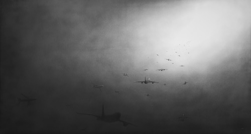 myampgoesto11:  López Pardo: “Black Box” series graphite on canvas, accompanied by an installation (last photo) 