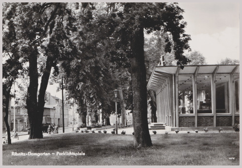 AnsichtskarteAnsichtskarteRibnitz-DamgartenParklichtspiele[Dietrich Zahn, 1957-1959]Heldge-Verlag KG