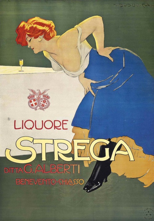 Liquore Strega.c.1905.Lithograph in colours.209 x 144 cm.Art by Marcello Dudovich.(1878-1962).