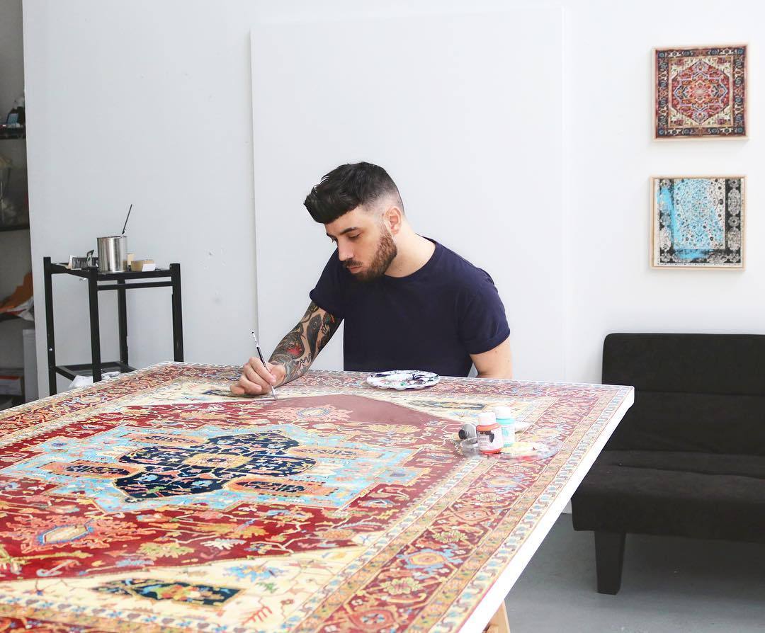 crossconnectmag:  Hand-Painted Carpets by Jason Seife Reinventing his favorite eras