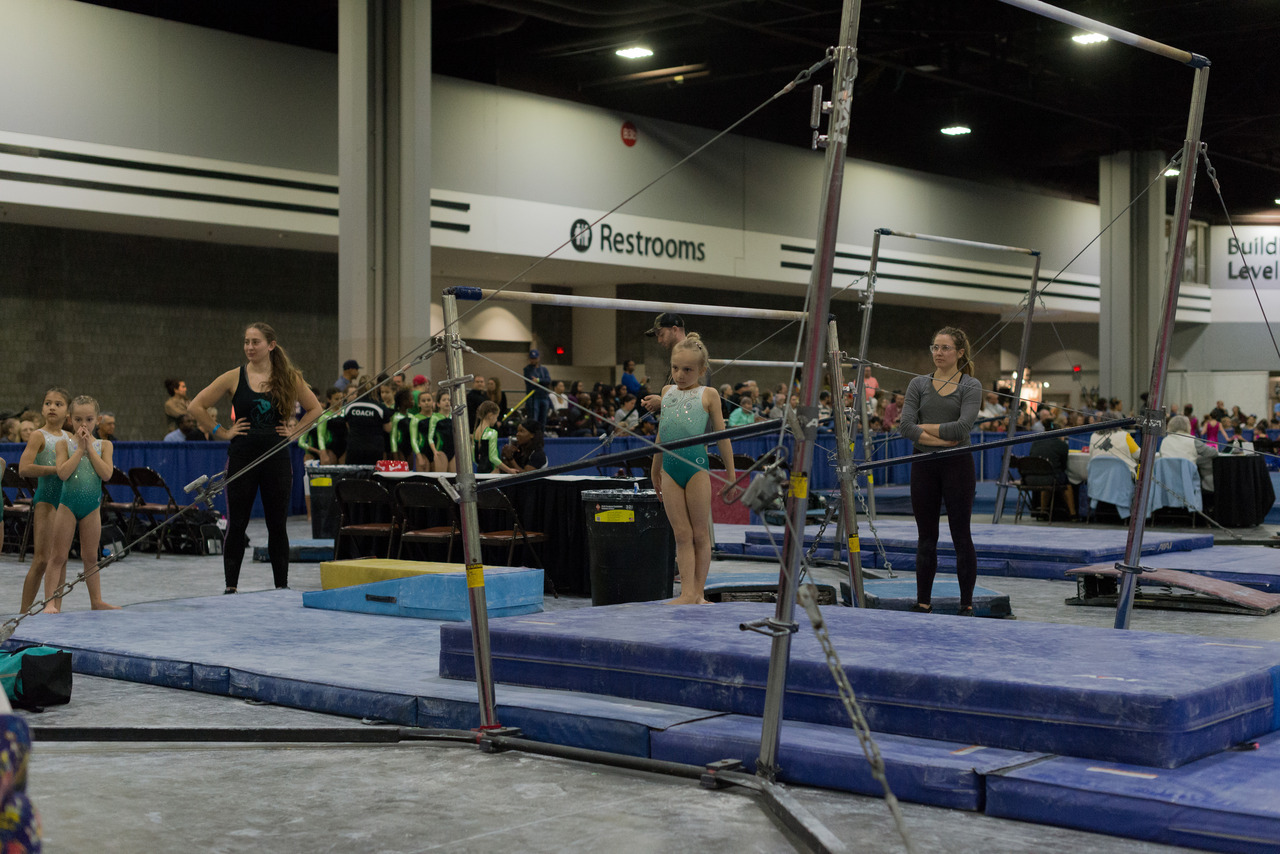 Hollands and Coles — Farrah’s first gymnastics meet in ATL.