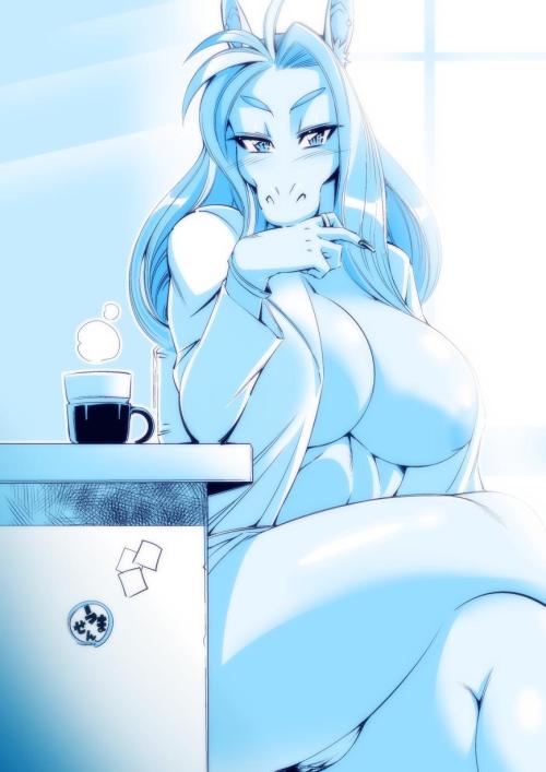 dragondeviant:  Furry/Scalie With Coffee adult photos
