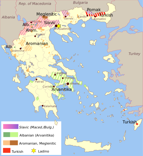 mapsontheweb:Linguistic minorities in Greece.