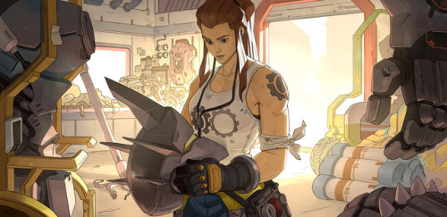 serasfreckles:Reinhardt and Brigitte by Nesskain, posted on Artstation