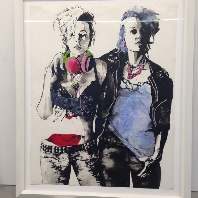 Me & @missjinxpig by @zak_smith_aka_zak_sabbath at @fredericksandfreiser gallery